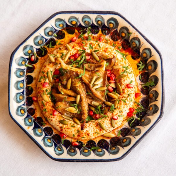 Oyster Mushrooms Over Hummus